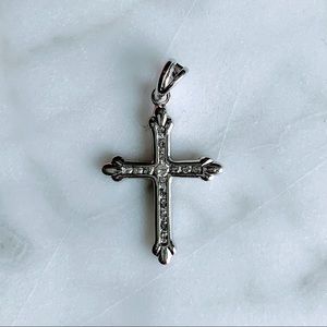 525 silver cross necklace charm with rhinestones